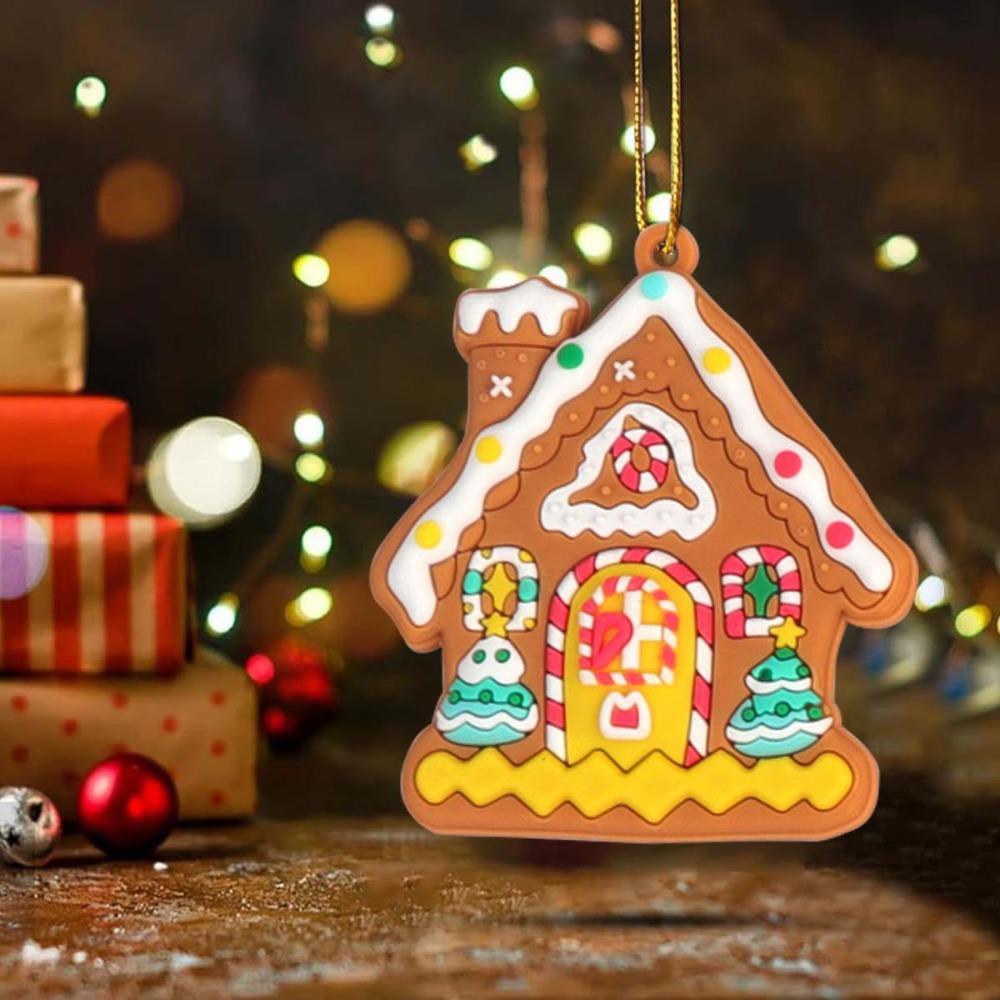 8/16Pcs Candy Color Christmas Gingerbread House Pendant Cabin Hanging Decoration  Navidad