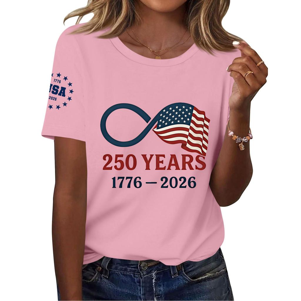 Women's Fashion Casual Printed Short Sleeve Round Neck Pullover Tops