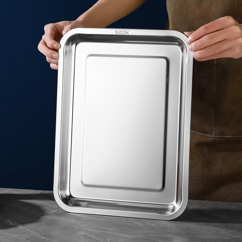 Food Grade 304 Stainless Steel Rectangular Shallow Tray
