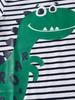 2026 Spring Summer Boys Short Sleeve Tee Cartoon Animal Striped Round Neck Printed Kids Top