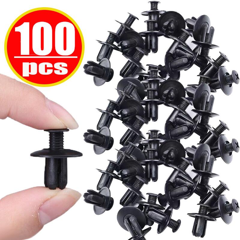 8mm Hole Door Rivet Plastic Clip 100/50/5pcs Fasteners Black Cars Lined Cover Barbs Rivet Auto Fasteners Retainer Push Pin Clips