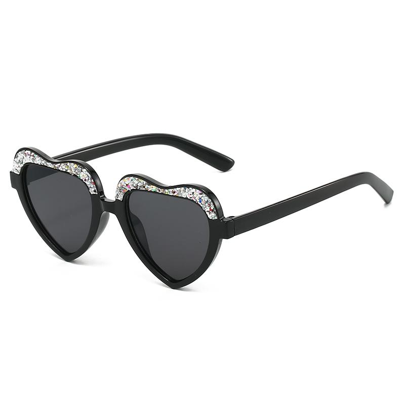 New Fashion Kids Sunglasses Vintage Retro Love Diamonds Eyeglasses Cute Heart Boys Girls Children Eyewear