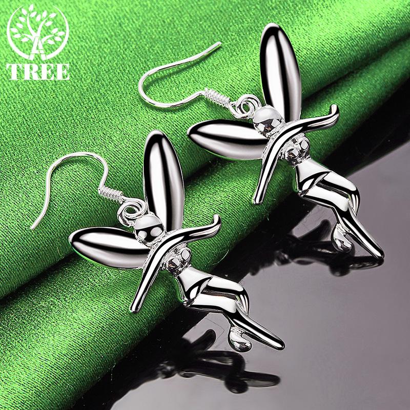 Beautiful 925 Sterling Silver Fairy Drop Earrings For Women Birthday Anniversary Party Creative Design Jewelry Charm Accessories
