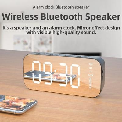 Large LED Screen LED Mirror Screen Alarm Clock Digital Display Dual Alarm Bluetooth Speaker Smart Portable FM Radio Clock