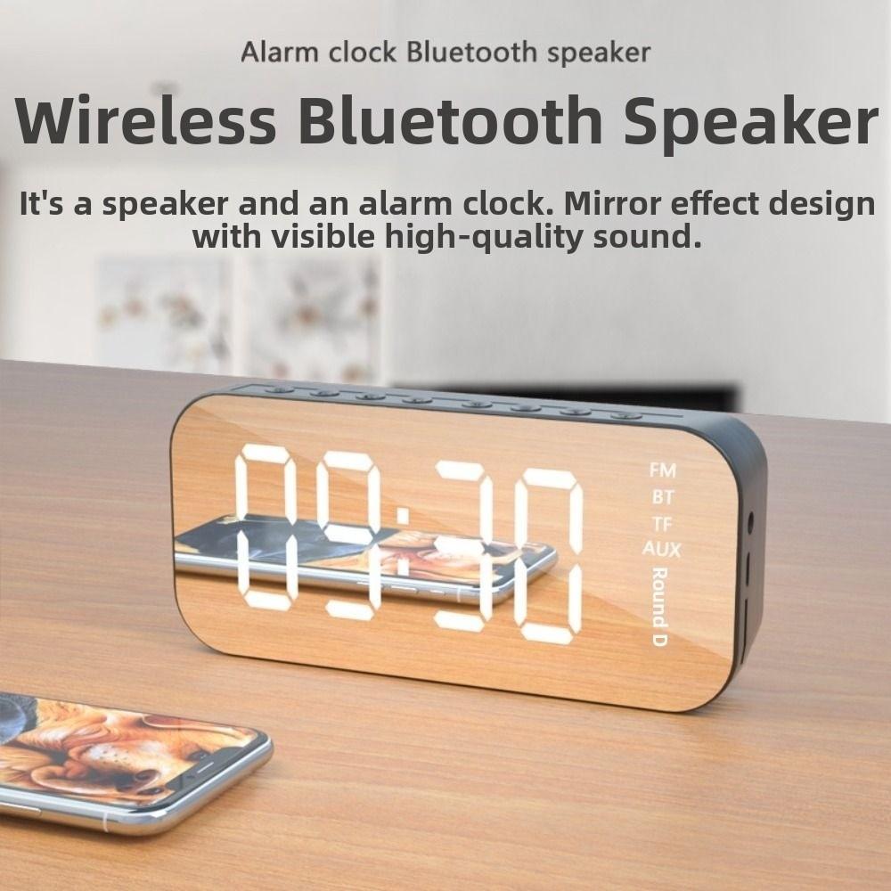 Portable Bluetooth Speaker Digital Display Digital Clock LED Mirror Screen Alarm Clock  Bedroom