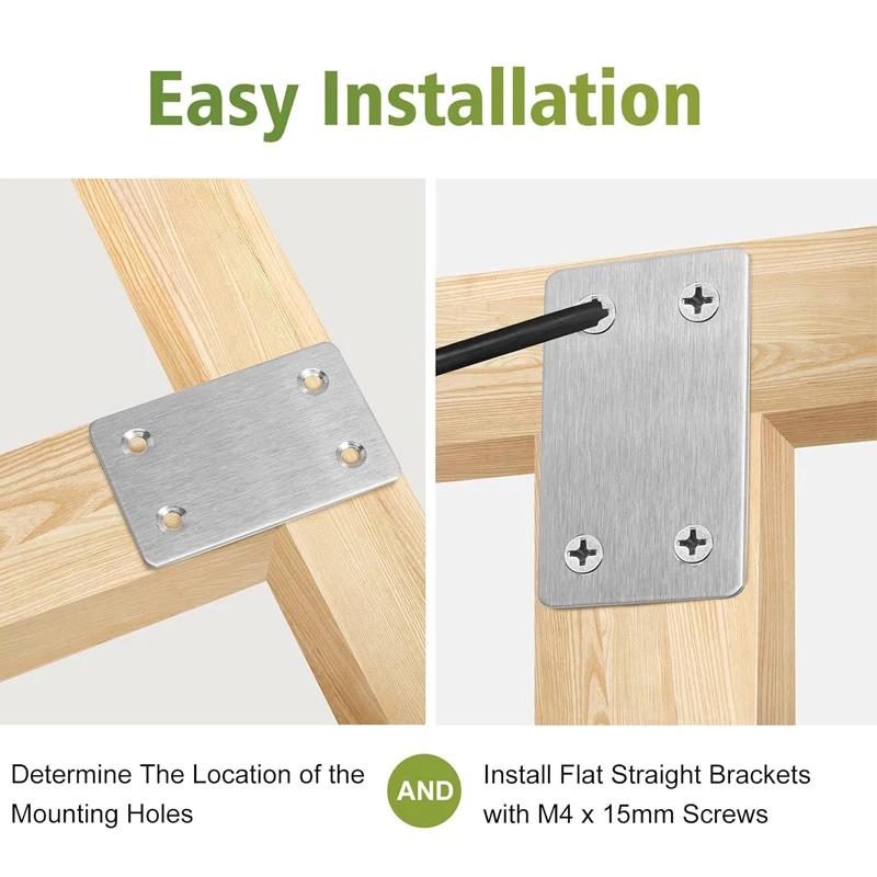 Stainless Steel Right Angle Corner Brackets Furniture Fastener Connector Wood Shelves Cbinets Flat Plate Angle Code Corner Brace
