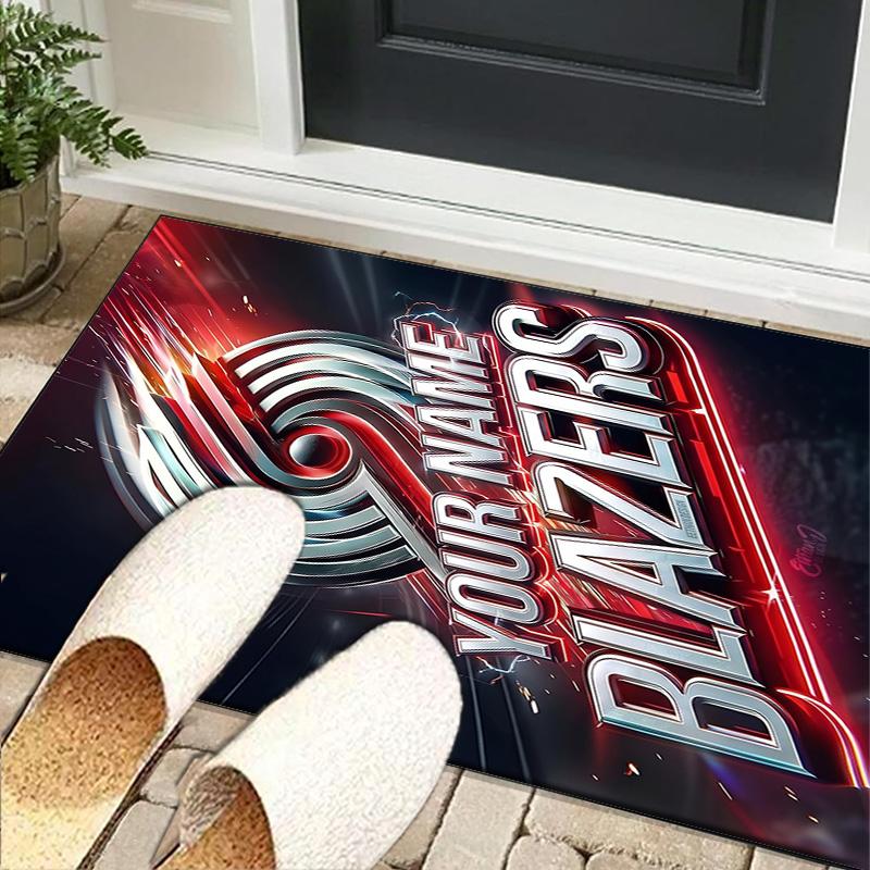 Custom NameTrail Blazers Logo Carpet, Indoor Rug, Chair Rug, Living Rooms, Doormat Made From Polyester Home Decor Birthday Christmas Gifts