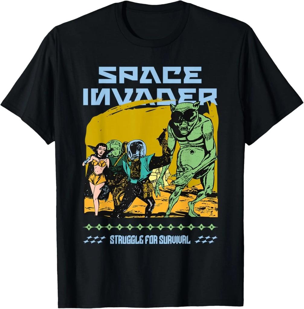 Sci Fi Space Invader Struggle for Survival Retro T-Shirt