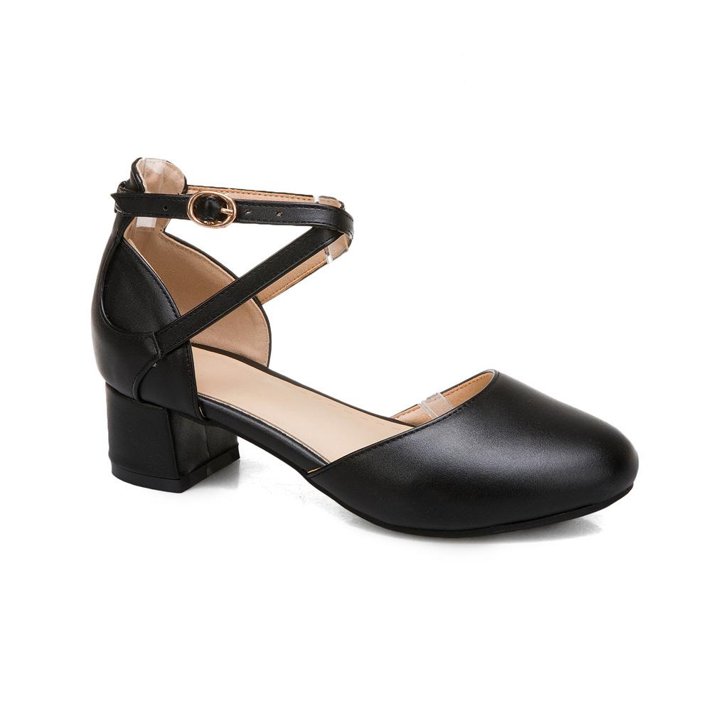 Girls High Heels Shoes Kids Sandals Wedding Party Mary Jane Princess Shoes Women Comfort Chunky Heel Round Toe Shoes Size 30-43