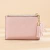 Women’s Cute Cat Pattern Short Wallet PU Leather Bifold Wallet Zipper Coin Purse Card Holder Tassel Mini Wallet for Girls and Ladies