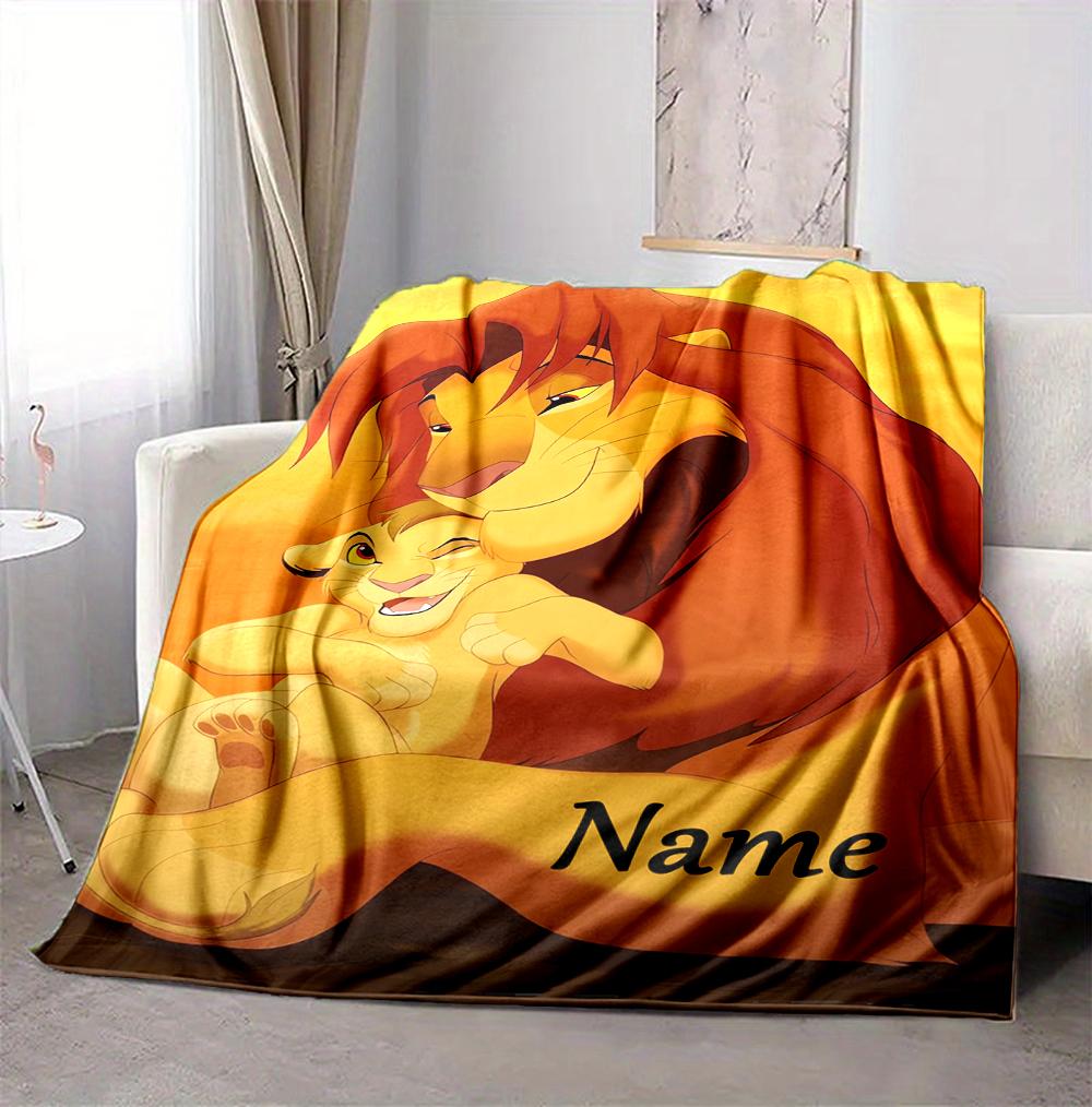 Custom Name Lion Cub Name Flannel Blanket Throw Blanket Soft Warm Sofa Bed home Decor Unique Gift