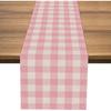 Nepnuser Linen Easter Pink and White Buffalo Check Plaid Table Runner Gingham Pink Farm Birthday Party Decorations Home Kichen Dining Room Decor 72