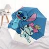 Stitch,Alien Automatic Folding Umbrella   Simple 8 Rib Design, Bright Cartoon Pattern, Durable Iron Frame, Suitable For Travel, Outdoor, Bea