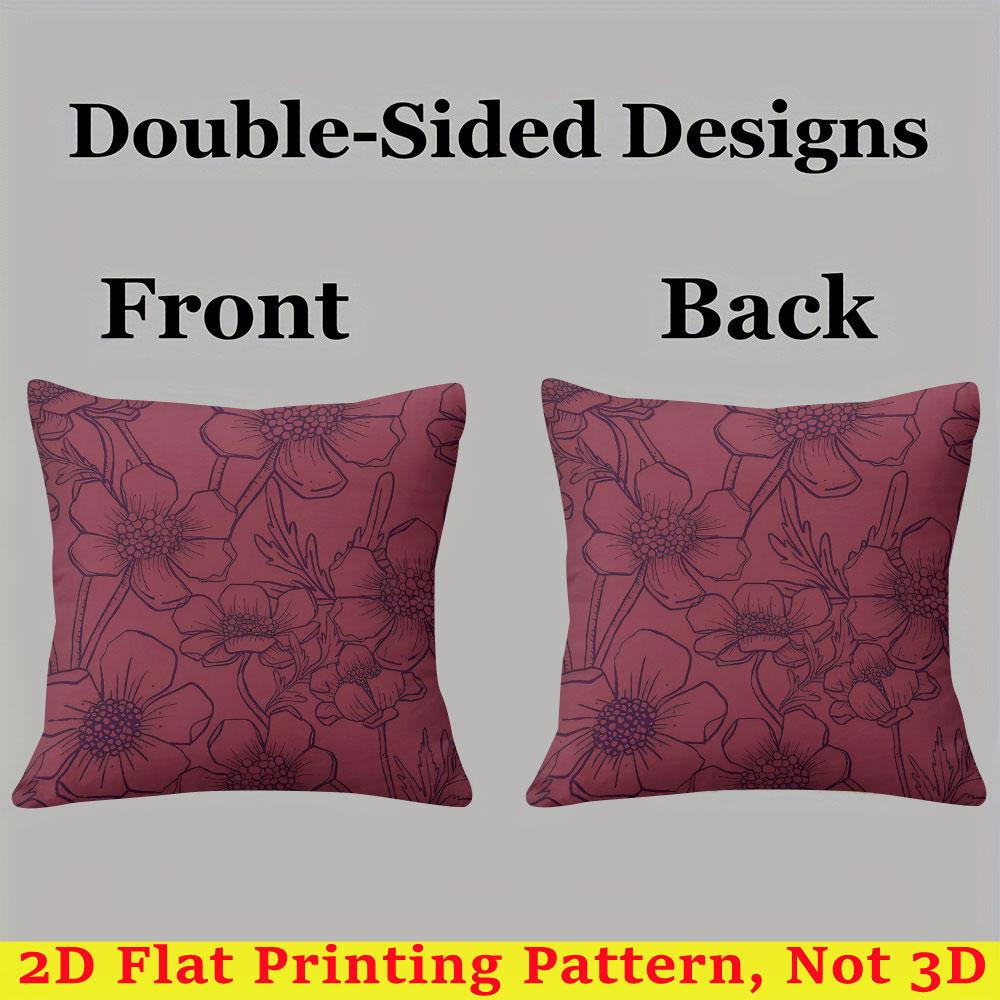 Berry Anemone Square Jacquard Pillow Cover for Sofa Office Waist Cushion Cover Home Decorative Pillowcase
