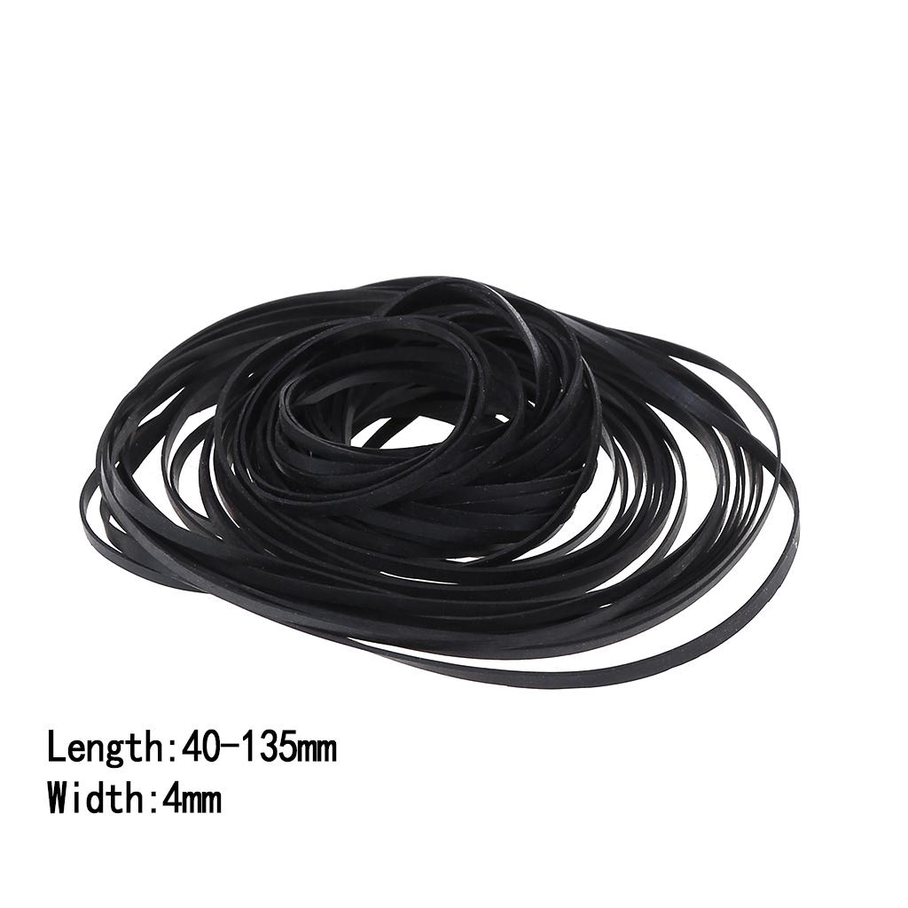 50 Pack Replacement Turntable Belt Rubber Flat Drive Belt for Record Player DVD CD-ROM Repeater 4mm Wide Belt
