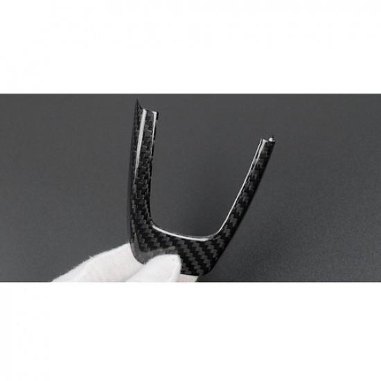 Black Car Steering Wheel Center Cover Carbon Fiber Look For Fiat 500 2012-2015