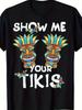 Men's & Women's Funny Hawaiian Luau T-Shirt - Black 220GSM Pure Cotton Retro Tik
