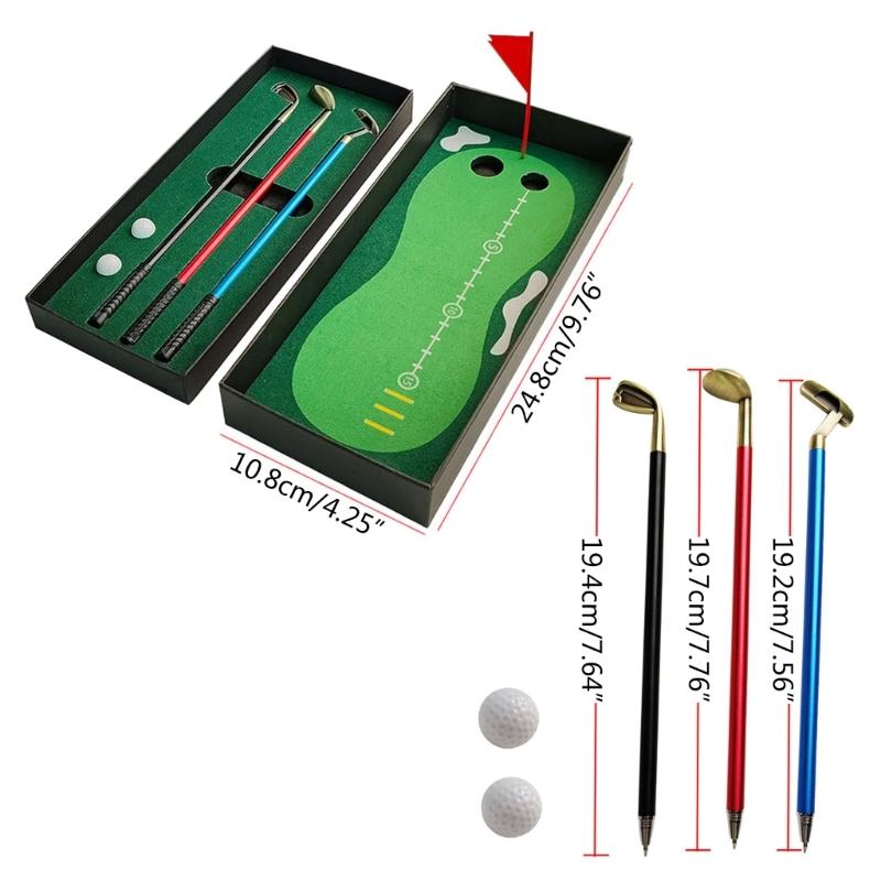 Golf Pen Set Desk Sports Game Mini Desktop Golf Ball Pen Golf Gift