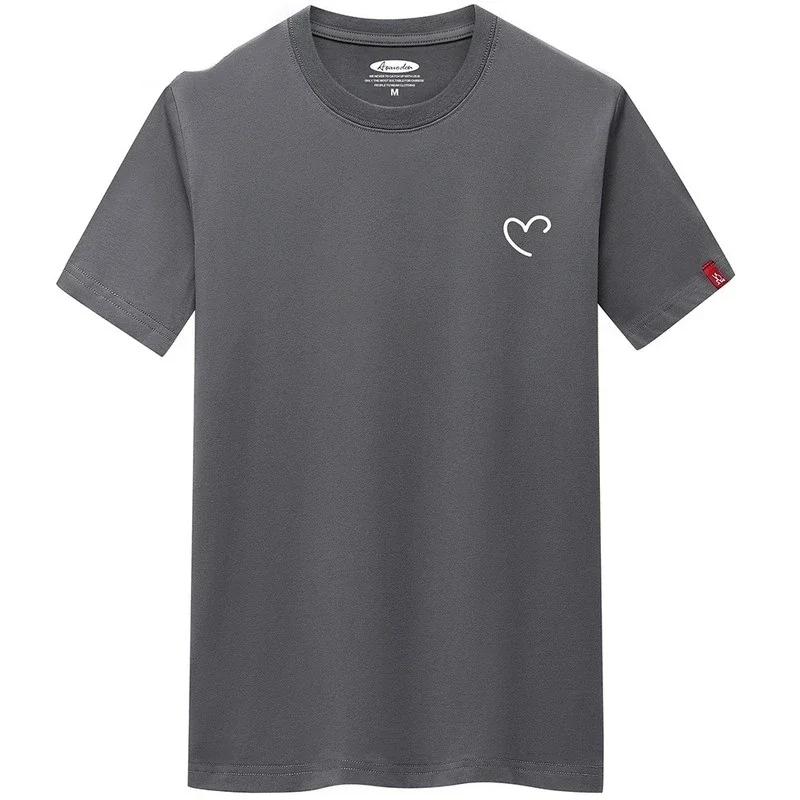 T-shirt da Uomo 2023 Overize Estiva Magliette di Cotone da Uomo T-shirt Casual da Uomo T-shirt con Stampa Cuore Amore Girocollo Manica Corta Top da Uomo