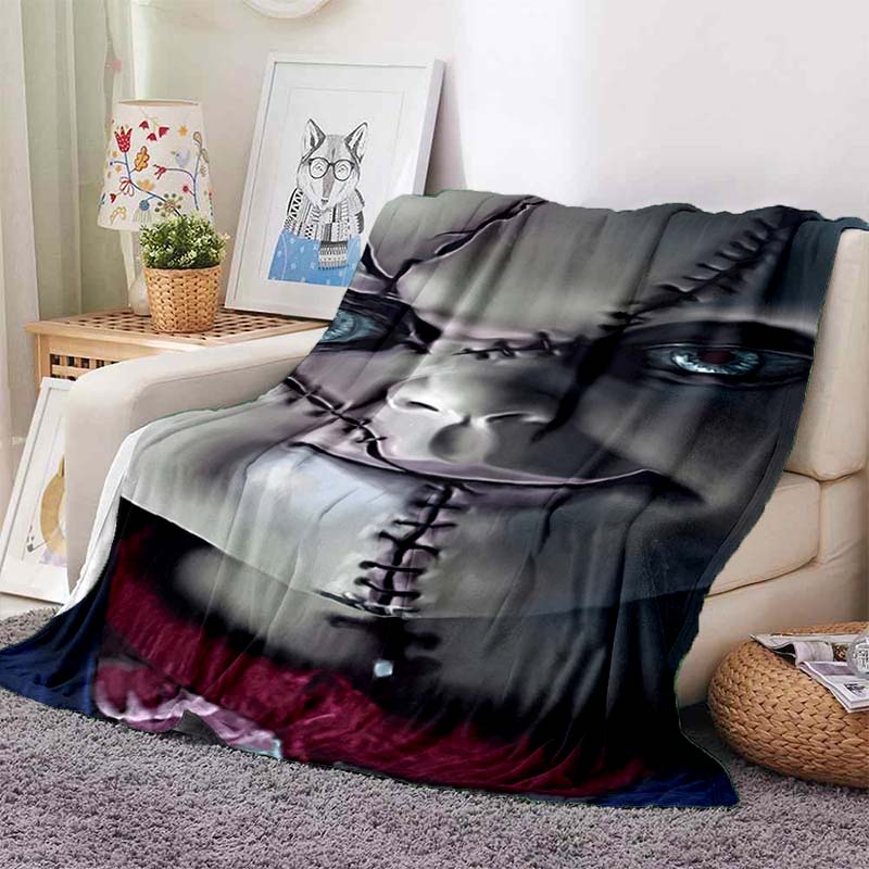 Chucky Child's Play Horror Movie Print Flannel Blanket Cozy Warm Throw Bedroom Sofa Birthday Present Indoor Home Holiday Decor