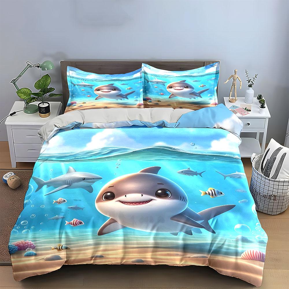 Smiling ocean friends splash. Bedding sets Duvet covers Pillowcases(1* Duvet Cover 2* Pillowcases without duvet insert)