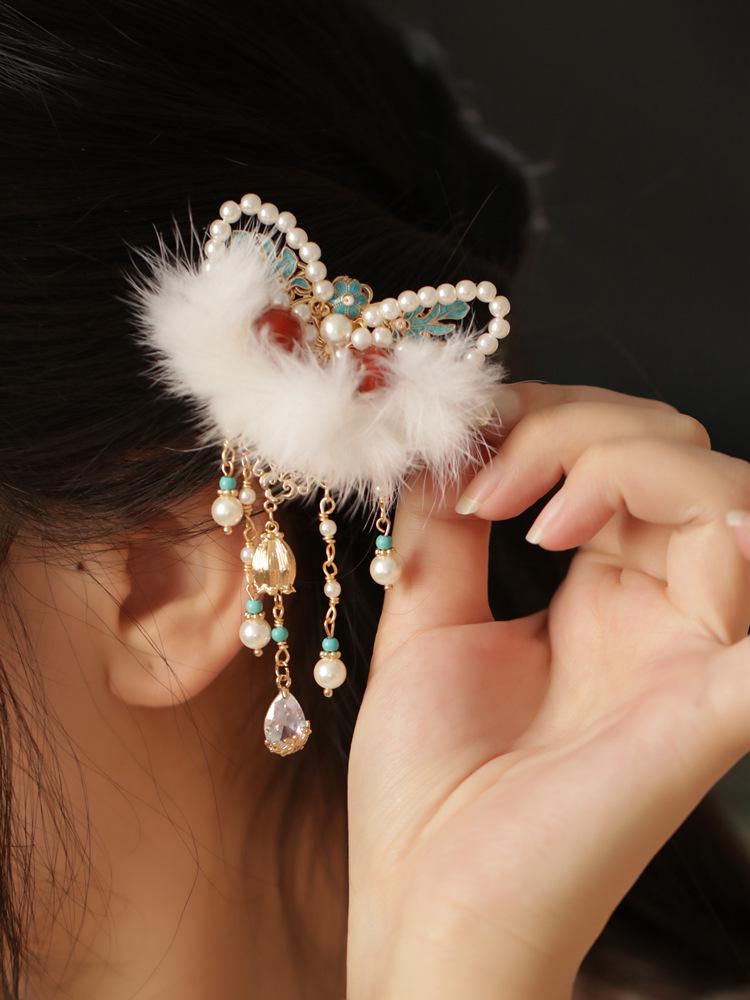 2024 Hanfu Style Girls Headdress & Ma Mian Skirt Hair Clip