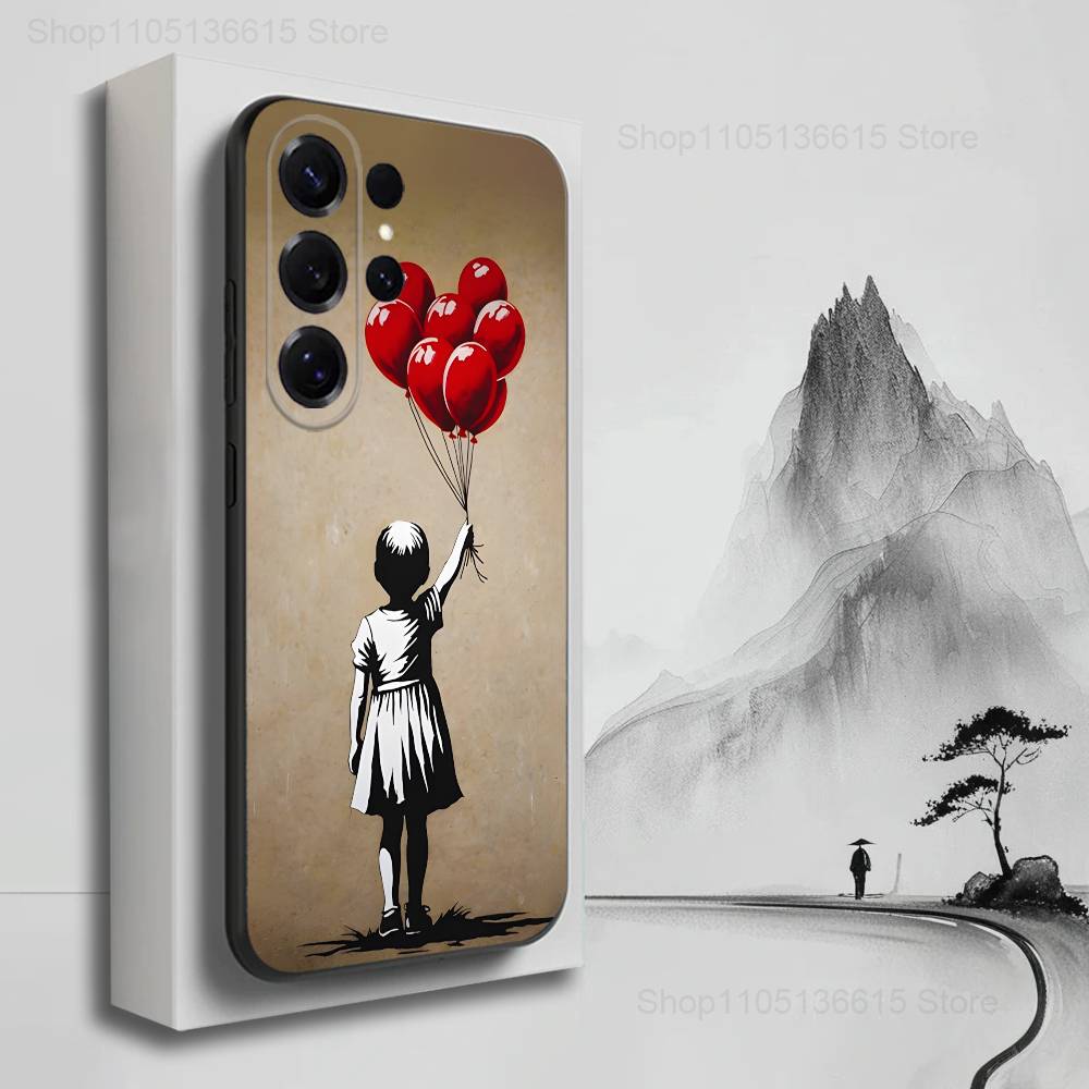 Graffiti Art B-Banksy S-Street Pouzdro Pro Samsung S21,S9,S22,S25,S20,S10,Plus,Ultra,S24,S23,FE,Lite,Měkký Silikon Černý