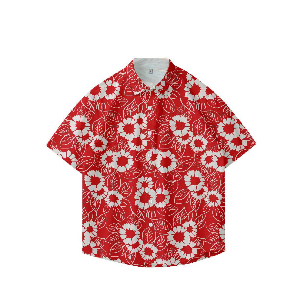 Summer 3D Printed Short Sleeve Flower Shirt Men'S Vintage Hawaiian Beach Casual Loose Men'S Large Size Shirt
