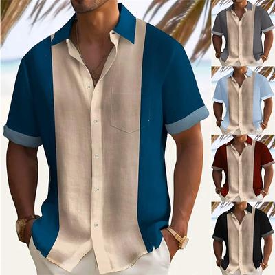 Mens Summer Shirts Button Down Tops Men Vacation Casual Short Sleeve Tee