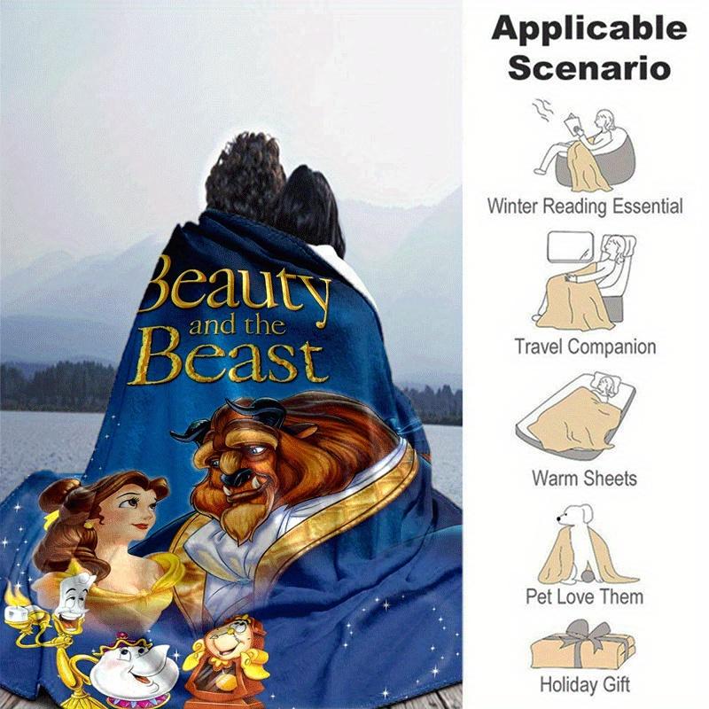 1pc Beauty and The Beast Printing Blanket - Soft, All-Season Throw for Office Blanket,  | Personalized Gift with Adorable Cartoon Design