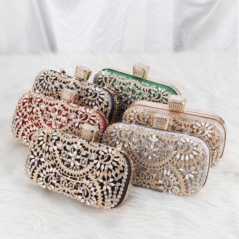 2023 Diamond Evening Clutch Bag For Women Wedding Golden Clutch Purse Chain Shoulder Bag Small Party Handbag With Metal Handle