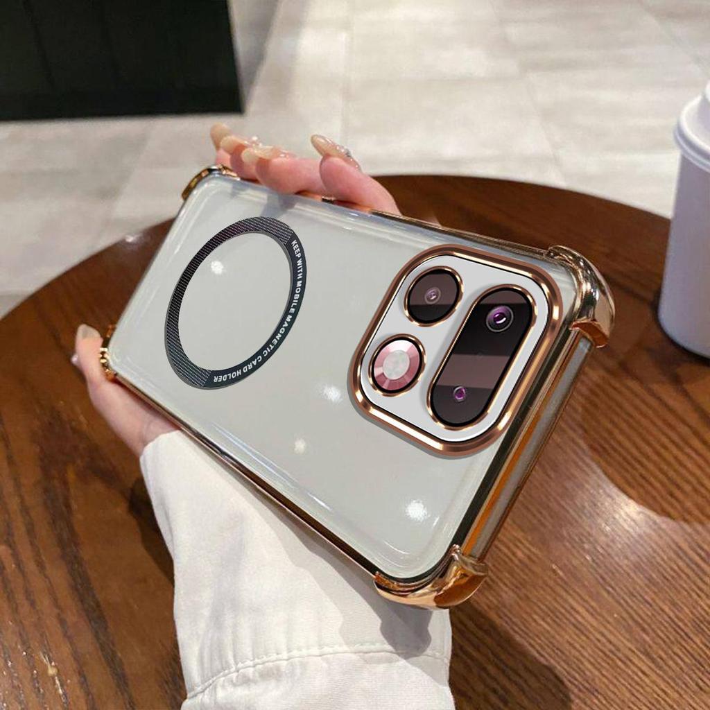 Case for realme 16 Pro 5G,Pro+ 5G Clear Magnetic Casing Electroplated Lens Frame Phone Cover