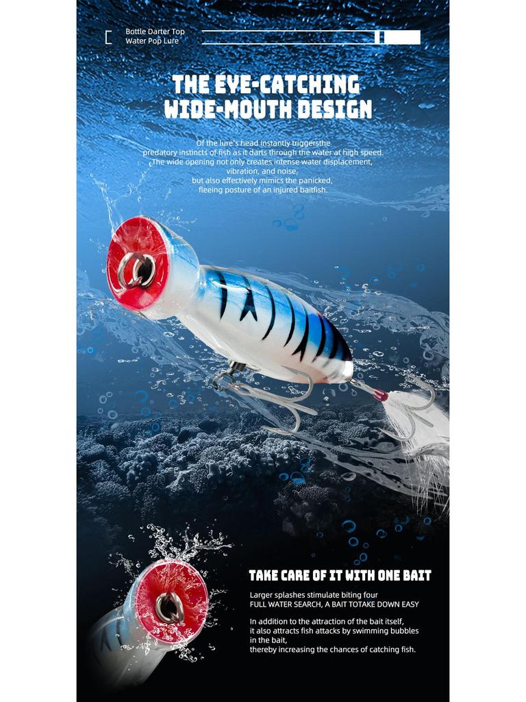 Seasky 5.5" Wooden Popper Fishing Lure for Tuna & Sea Bass