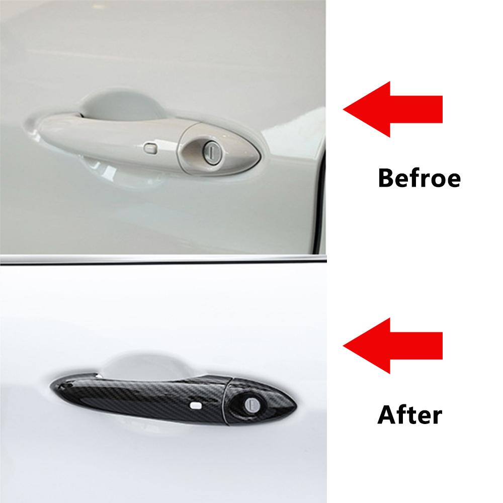 Exterior Door Handle Grab Cover Trim with Smart Key Hole for Alfa Romeo Giulia 2017-2019 Carbon Fiber Exterior Car Accessories