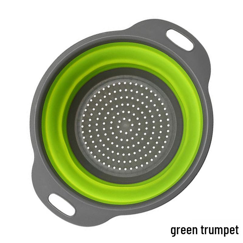 Folding Telescopic Colander: Round Vegetable & Fruit Washing Basket with Drying Rack