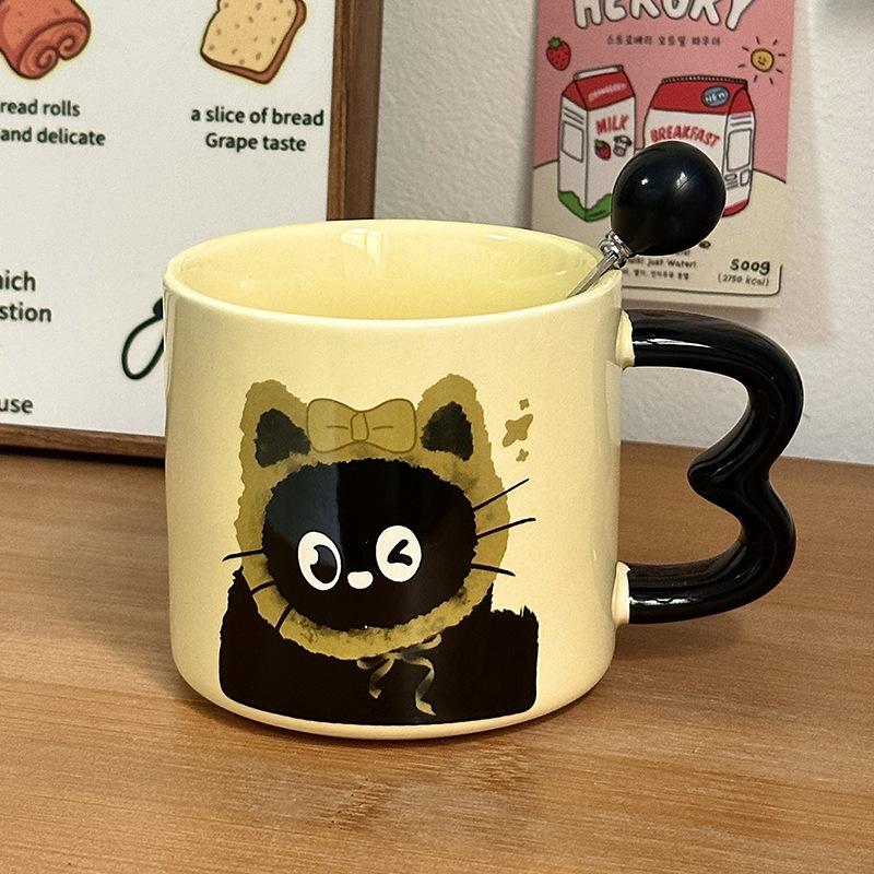 

Мила чашка керамічна чашка з кришкою мультяшний подарунок чашка для води сувенір з високим виглядом креативна персоналізована кружка кіт 400ml