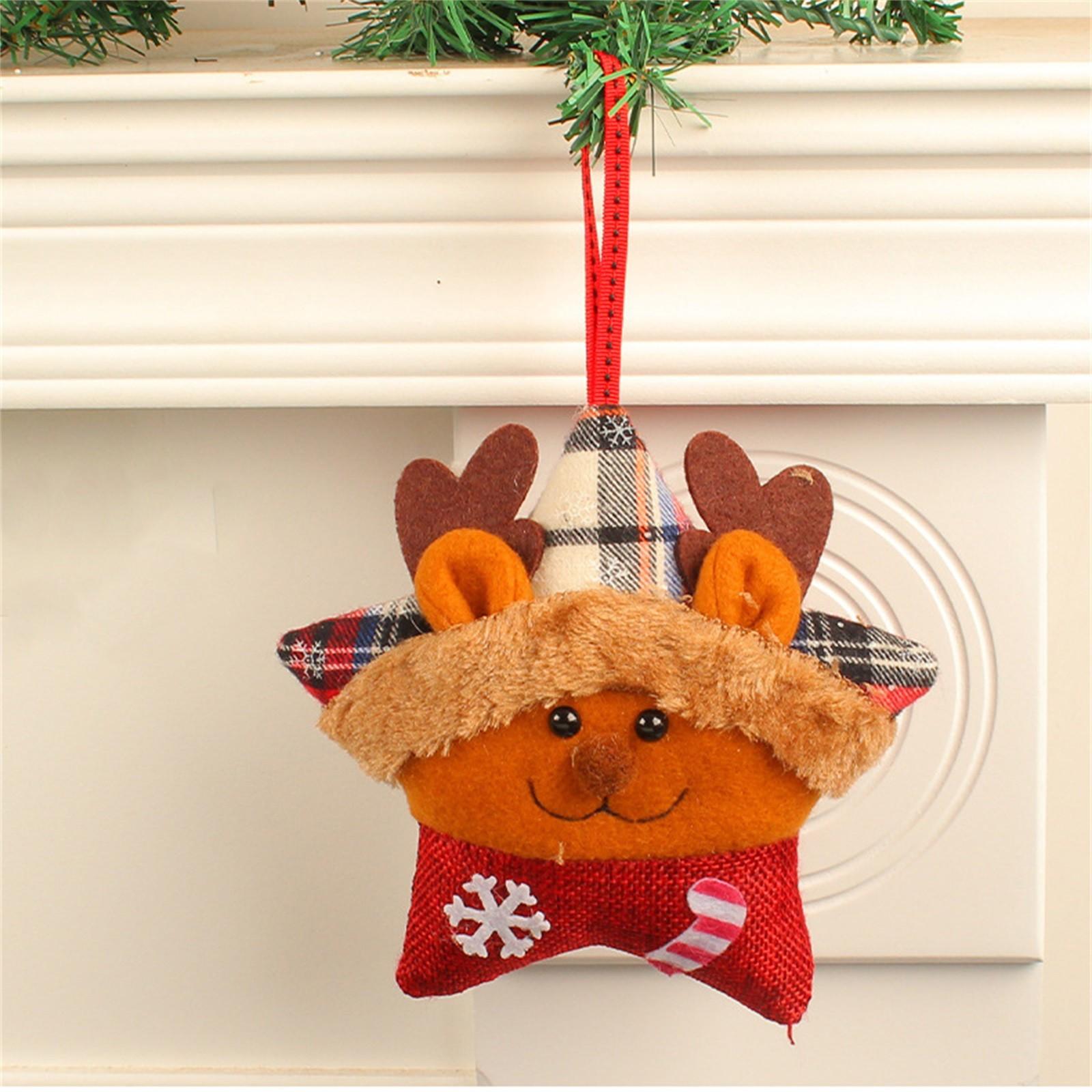 

Christmas Decoration SantaClaus Elk Christmas Tree Decorative Plush Christmas Star Figure Pendant3D One Size