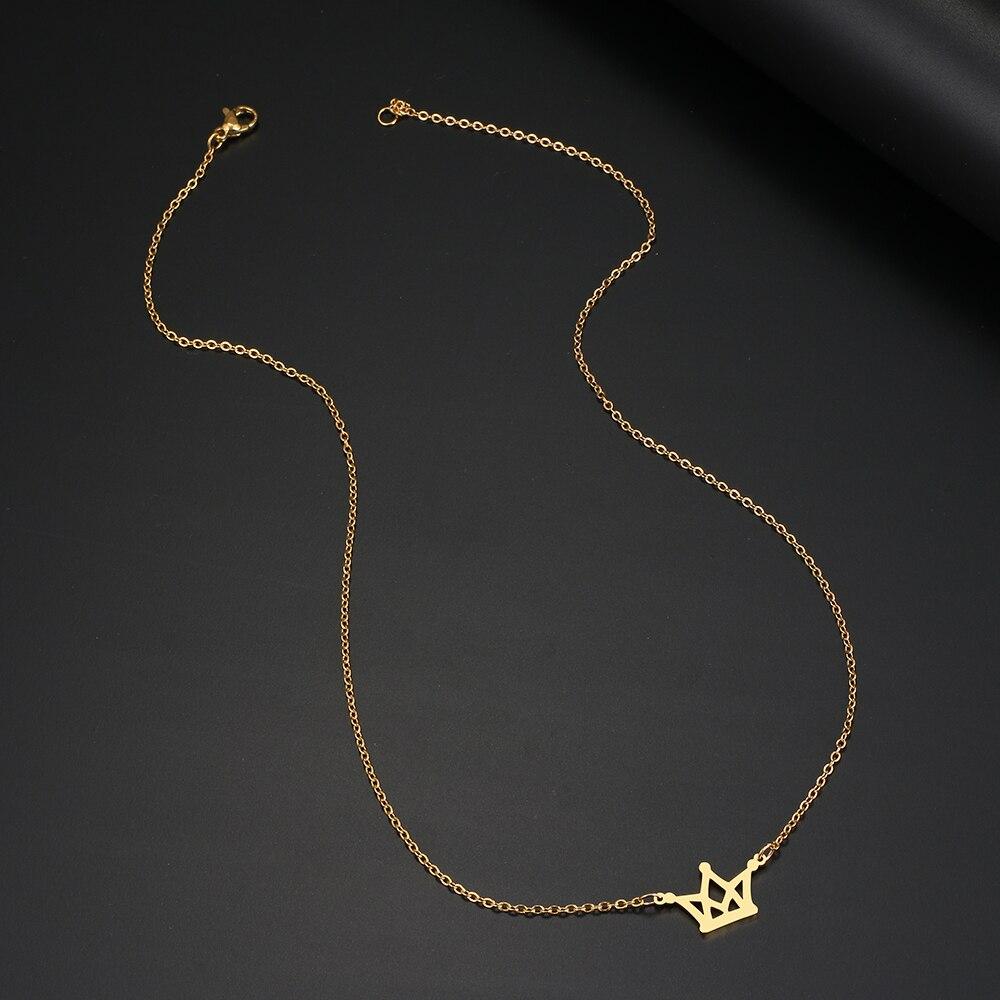 Stainless Steel Necklaces Classic Small Crown Pendant Chain Choker Charm Fashion Necklace For Women Jewelry Party Wedding Gifts