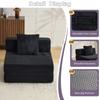 Floor Couch,Compression Sofa,Convertible Sofa Bed-with Pillow Back Support Armrest,Corduroy Fabric,for Living Room Bedroom,Black