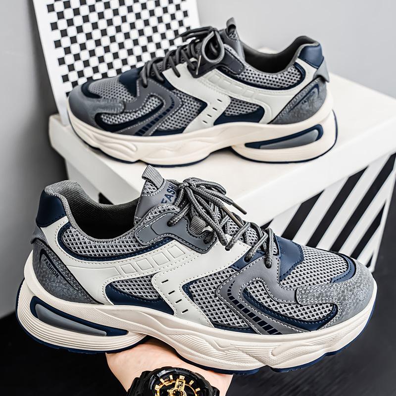 Summer Men's Shoes New Breathable Mesh Sports Shoes Men's Trend Versatile Platform Casual Running Trendy Shoes