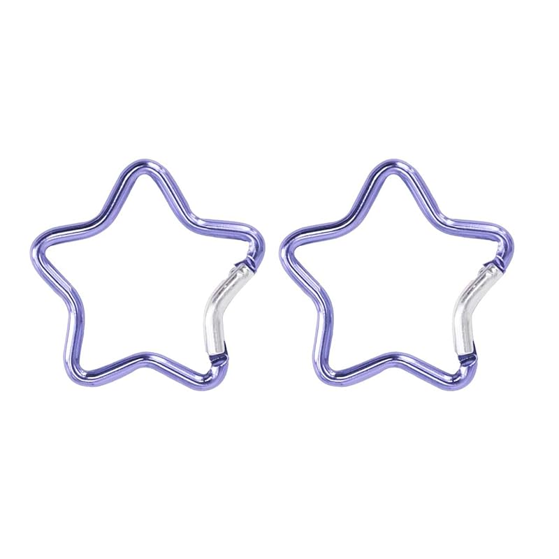 

[EBISU Design] carabiner star shape cute key ring hook aluminum carabiner 48mm multifunctional carabiner hook set of 2 (lavender)