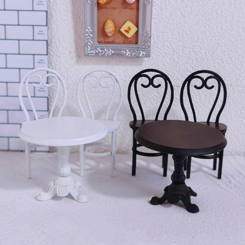 Nordic Style Metal Kids Pretend Play Kitchen Set Miniature Dining Table Chair Playset For Imaginative Creative Development