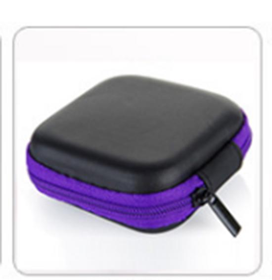 Square Shaped Carrying Hard Case Storage Bag for Earphone Earbuds with Mesh Pocket, Zipper Enclosure