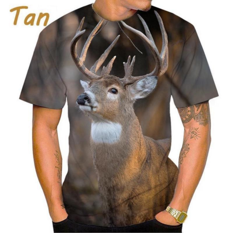 Nové tričko Deer s 3D potiskem Pánská móda Funny Street Hip-hop Harajuku Cool tričko