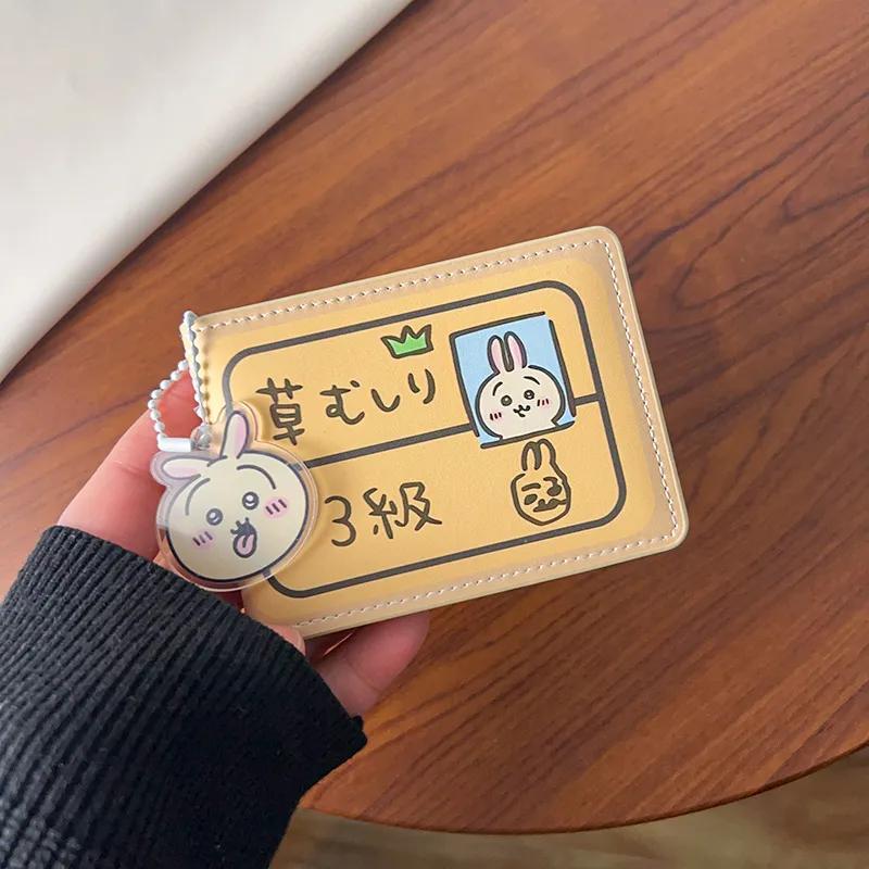 Cute Chiikawa Hachiware Usagi 2-In-1 Premium Genuine Leather Card Holder Id Window Cute Kawaii Anime Cartoon Holiday Gifts Toys