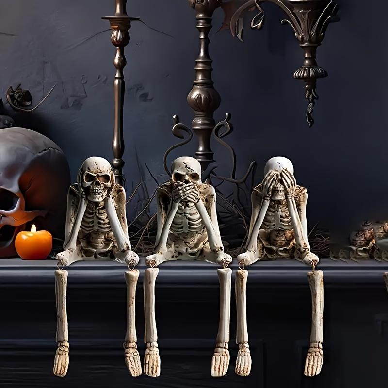 3pcs Ghost Resin Skull Trio - High Quality Decor Sculpture for Halloween Easter and Home Office Bookshelf Table Windowsill Edge