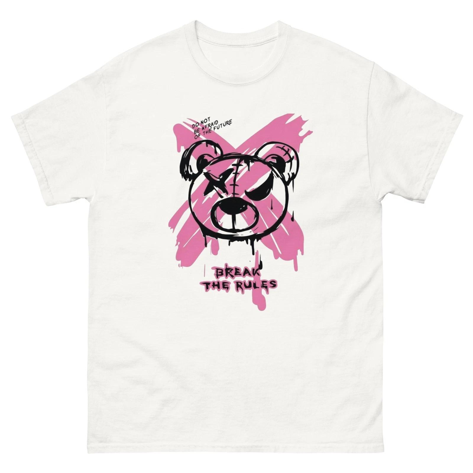 Break The Rules Bear Graphic T-Shirt | Y2K Streetwear Grunge Aesthetic Tee S