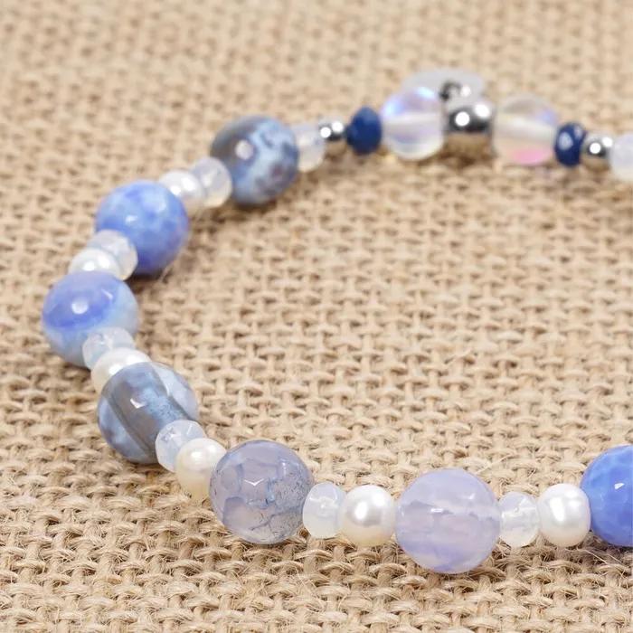 Candy Chain 336 Water Blue Moonstone 038 Bracelet Set (C2503-SE441_SV)