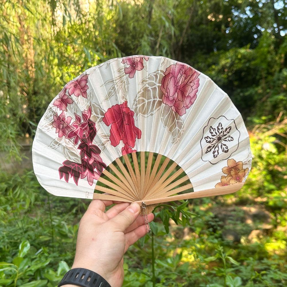 Flower Pattern Japanese Shell Folding Fan Shell Shape Chinese Style Fan Dance Fan  Home Decoration