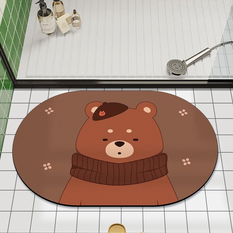 Bathroom Mat Household Toilet Soft Diatom Mud Absorbent Quick Dry Mat Toilet Door Non-slip Anti-fall Ground